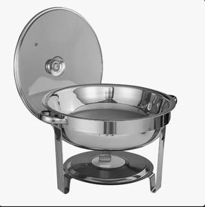 Ensemble de 4 réchauds en acier inoxydable de 6 litres avec couvercle en verre au meilleur prix - Product Image 1