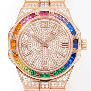 Reloj de Hombre Mecánico Automático, Elegante, Noble y Lujoso, con Bisel Incrustado de Diamantes Moissanite, para Eventos Casuales, de Negocios y Banquetes - Product Image 1