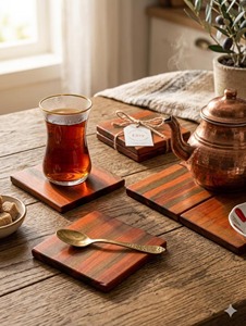 Modern Eco-Friendly Solid Wood <b>Coasters</b> Natural Acacia Wood <b>Drink</b> <b>Coasters</b> for Home Decoration for tea and coffee Set of <b>coaster</b> - Product Image 6