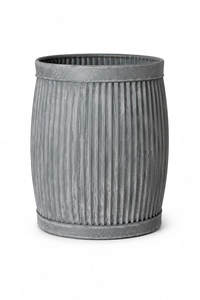 Rustic Round <b>Plastic</b> <b>Planters</b> Outdoor Garden Pots Gray Ribbed Design Set of Three - Product Image 4