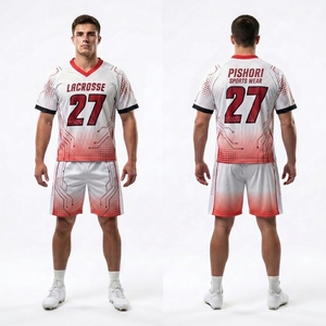 Custom Lacrosse Fieldwear 100% Polyester Blue White Red <b>Dye</b> Sublimation Jersey Shorts Personalized Team <b>Kit</b> - Product Image 4