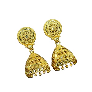 Arrings-pendientes de aro chapados en oro para mujer, aretes de arquería de estilo indio de primera calidad, jumkha Bali - Product Image 1