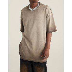 2025 hommes lavage à l'acide T-Shirt Vintage surdimensionné 280g poids lourd basique Streetwear Tee hauts unisexe décontracté café Design - Product Image 3