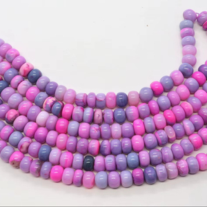Hermosas Cuentas de Ópalo Rosa Lavanda en Forma de Rondelle, Cuentas Sueltas de Ópalo con Tonos Rosa y Morado, Gema de Ópalo Natural - Product Image 1