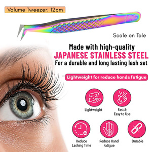 Wholesale Multi Color Lash Tweezers Fiber Tip Eyelash Extension Tweezers Curved 90° Volume Lash <b>Tool</b> - Product Image 4