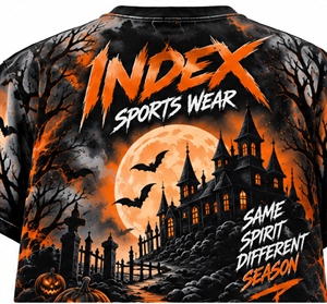 INDEX Men's Halloween Skull Printed <b>T</b>-<b>Shirt</b> Short Sleeve O-Neck Sporty Fit With <b>Pumpkin</b> And Bats Design - Product Image 5