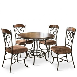 Traditional Heavy Duty Wrought Iron Patio Dining Set Weather Resistant Outdoor <b>Garden</b> Furniture <b>Table</b> <b>and</b> <b>Chairs</b> for 4 - Product Image 1
