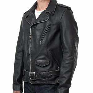 Veste en cuir véritable pour homme sur mesure, style vintage usé, veste de motard, ceinturée, en cuir de vachette, coupe ajustée, style punk rock, manteau d'extérieur - Product Image 2