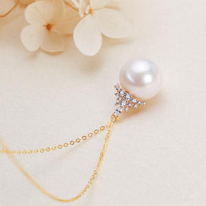 Pendentif en perle d'eau douce Edison de 11-12 mm, or 18 carats, reine des neiges glacée, forte luminosité, grande perle blanche, collier fin, pendentifs - Product Image 1