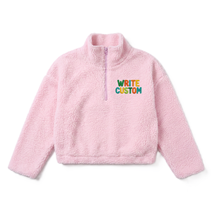 Sudadera rosa de forro polar Sherpa con media cremallera, bordado personalizado, estilo corto y esponjoso, premium, OEM, marca privada, al por mayor, sudaderas con capucha OEM - Product Image 1