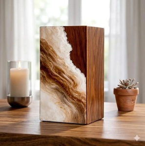 Brown Marble Resin Rosewood Cremation Urn for Human Ashes Handmade Wooden <b>Memorial</b> Urn Brown Marble Resin Wooden Cremation Urn - Product Image 4