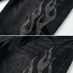 Rhinestone <b>Mens</b> Denim Shorts Premium Crystal <b>Studded</b> Jean Shorts Streetwear Custom Design Process Impex - Product Image 5