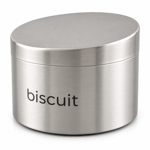 กระป๋องเก็บอาหารสแตนเลสทรงกลม ปิดสนิท สำหรับเก็บบิสกิต ชา กาแฟ น้ำตาล - Product Image 1