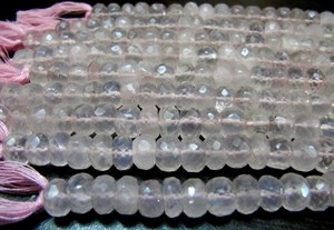 Collier de perles facettées en quartz rose naturel, 8 pouces de long - Product Image 3