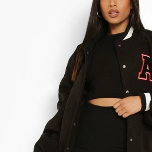 New <b>Womens</b> Baseball Varsity <b>Jacket</b> Knitted Canvas Soft Comfortable Windproof Breathable Eco-Friendly Plain Dyed <b>Spring</b> Autumn - Product Image 5