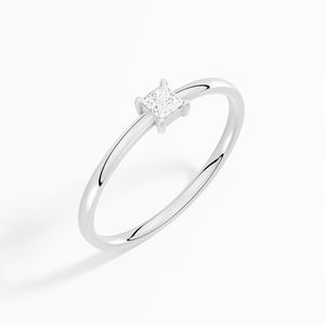 Anillo de Compromiso Solitario con Moissanita Corte Princesa de 0.10 Ctw, Plata de Ley 925, Chapado en Oro de 14K/18K, Certificado por Terceros - Product Image 4