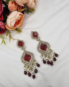 Boucles d'oreilles pendantes de luxe en cristal taille marquise avec perle, plaqué or antique, pour femmes, pour soirées et festivals, vente en gros - Product Image 4