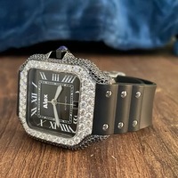 Montre entièrement sertie de diamants en acier inoxydable, montre en diamant Moissanite VVS, montre à mouvement automatique sertie de diamants