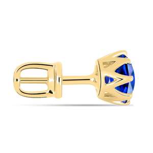 Pendientes de Oro Amarillo Sólido de 14K con Zafiro Natural Genuino Grande, Redondo y Facetado, Joyería Minimalista - Product Image 2