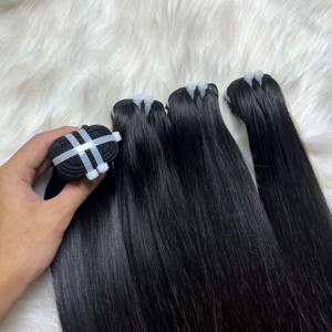 Paquetes de doble estirado Qhair, cabello crudo vietnamita de alta calidad, cabello humano liso y sedoso de hueso negro recto sin procesar - Product Image 1