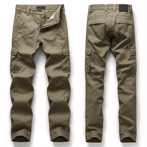 Men Premium <b>Waterproof</b> Solid Long Straight Fit Cotton Cargo <b>Trousers</b> with Zipper Closure Casual Pants - Product Image 3