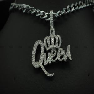 Round Brilliant Cut Moissanite Diamond Queen <b>Pendant</b> 925 <b>Sterling</b> <b>Silver</b> Hip Hop Jewelry for Men & Women by Phoenix Enterprise - Product Image 1