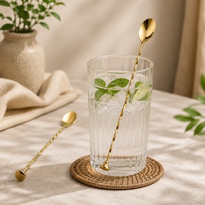 Cuchara Mezcladora de Barra de Acero Inoxidable Premium, Cuchara para Mezclar Cócteles con Mango Largo para Bares, Restaurantes, Cafeterías y Uso Doméstico en Cocinas - Product Image 1