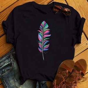 เสื้อยืดผู้หญิงผ้าฝ้าย 100% แบบทางการ แฟชั่นใหม่ ระบายอากาศได้ดี ตกแต่งลายบาติกติดกระดุม ไซส์ XL สำหรับฤดูร้อน ราคาถูก - Product Image 2