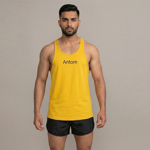Débardeur de sport respirant et écologique pour hommes, idéal pour la musculation et le fitness, modèle stringer uni à dos nageur, vente en gros - Product Image 1