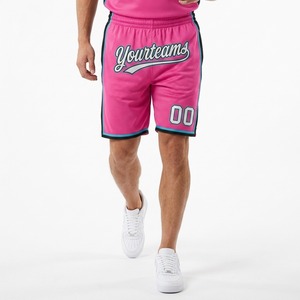 Shorts de basketball personnalisés Yourteams, rose, en mesh, taille élastique, impression sublimée, coupe classique, vêtements toutes saisons, shorts de haute qualité - Product Image 5