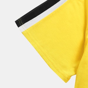 T-shirt pour homme jaune à col rond et manches courtes, avec bordure contrastée, coupe classique, tricoté, de qualité supérieure, décontracté - Product Image 3