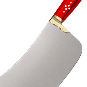 Couteau à viande robuste PK-DR, manche en bois rouge, lame courbée argentée, poignée rivetée avec embout doré, couteau de boucher pour couper la viande - Product Image 6