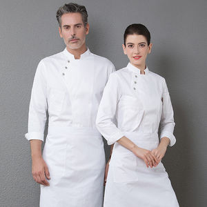 Uniforme de restaurant professionnel, vêtements de chef unisexes, uniformes de restauration, vêtements de travail unisexes, veste de chef à manches longues 100% coton - Product Image 4