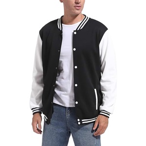 <b>Men's</b> Blue <b>White</b> Sleeve Varsity <b>Jacket</b> Preppy Style Zipper Front Regular Fit Autumn Wear <b>For</b> <b>Men</b> - Product Image 1