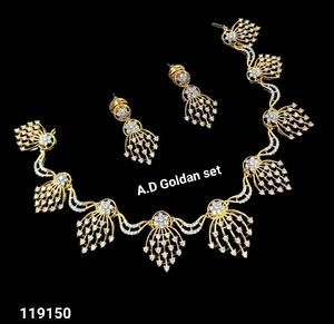 A.D Silver <b>Set</b> Women's Necklace and Earring <b>Set</b> <b>Crystal</b> Rhinestone Flower Design Classic Style Silver Plated Brass Jewelry - Product Image 1