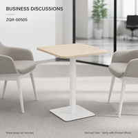 Table de réunion moderne à piétement carré, plateau en bois clair de 800 mm avec pieds en métal, base blanche pour les zones de réception et de discussion au bureau