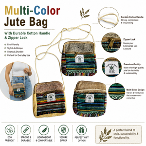Premium Multi Color Jute <b>Bag</b> | Durable Cotton Handle Zipper Lock Direct Export Shopping <b>Bag</b> | OEM Quality India Wholesale Sale - Product Image 5