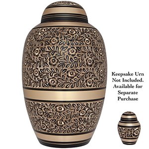 Prestige Brass Adult Funeral Ashes Urn Cremation <b>Memorial</b> <b>Keepsake</b> Holder Crafted With Decorative Fine Detailing - Product Image 2