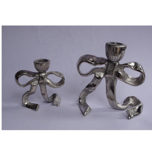 Porte-bougie en métal élégant en forme de nœud, finition dorée brillante, pour la saison des fêtes, centre de table pour mariage, décoration de la maison - Product Image 3