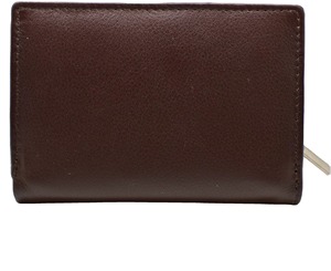 Genuine Leather Tri-Fold <b>Wallet</b> Unisex Minimalist Design Fold Closure Brown Daily Use Short Length - Product Image 3