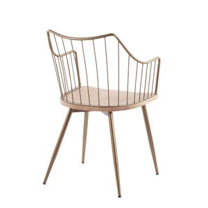 Sedia da Pranzo Winston Stile Fattoria in Metallo Rame Anticato e Legno Sbiancato - Product Image 3