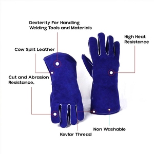 Gants de soudure en cuir de vachette de qualité supérieure, résistants aux flammes, pour la sécurité industrielle, usage intensif, lutte contre les incendies, barbecue - Product Image 4