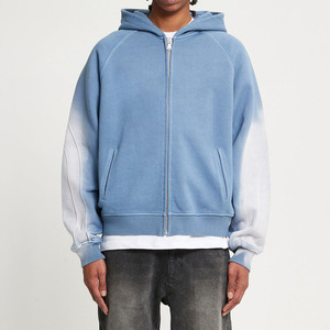 Sudadera con capucha unisex con cremallera, teñido degradado, corte holgado, de algodón suave y forro polar transpirable, estilo digital para un estilo de vida activo. - Product Image 2