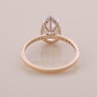 Bague de fiançailles et de mariage en or 18 carats avec halo caché en diamant de laboratoire de forme poire certifié IGI et bande pavée