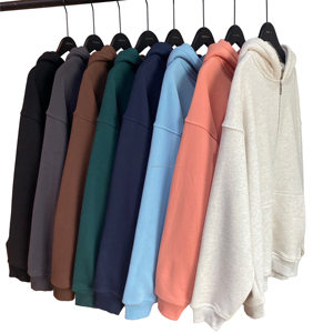 Sudadera con capucha con cremallera completa de algodón de invierno para hombre, sudaderas con capucha en blanco teñidas lisas bordadas DIY con estampado personalizado - Product Image 1