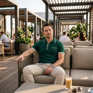 Camiseta Polo Personalizada para Hombre en Verde Esmeralda, Textura de Diamante, Premium, Manga Corta, para Golf, OEM, Venta al Por Mayor - Product Image 5
