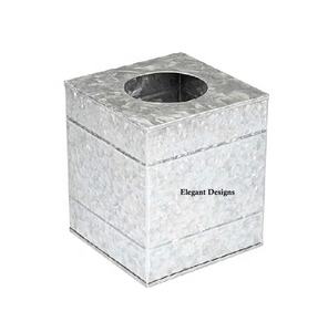 Caja de pañuelos de Metal hecha a mano con forma cuadrada Vintage, servilletero colgante para mesa decorativa para oficina en casa directa - Product Image 4