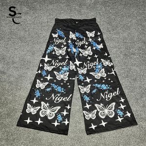 Jeans en denim à jambe large 100% coton biologique, entièrement brodés et personnalisables, taille haute, style streetwear vintage, avec service OEM ODM - Product Image 1