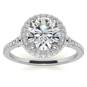 Bague de fiançailles en or massif 14k/18k avec halo cathédrale, halo latéral, diamant ovale cultivé en laboratoire certifié IGI, style mignon pour femmes - Product Image 1