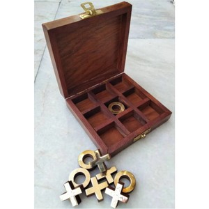 Juego de Tic Tac Toe de Madera de Lujo Hecho a Mano con Piezas de Latón, Decoración Vintage para Mesa de Centro, Juego de Mesa para Regalo Familiar - Product Image 4